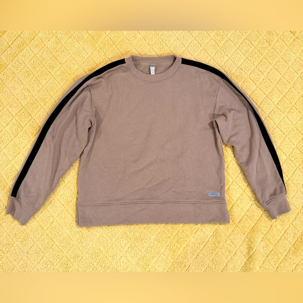 Rebody colorblock Sideline Fleece Sweatshirt | Tan & Black | Women’s Small